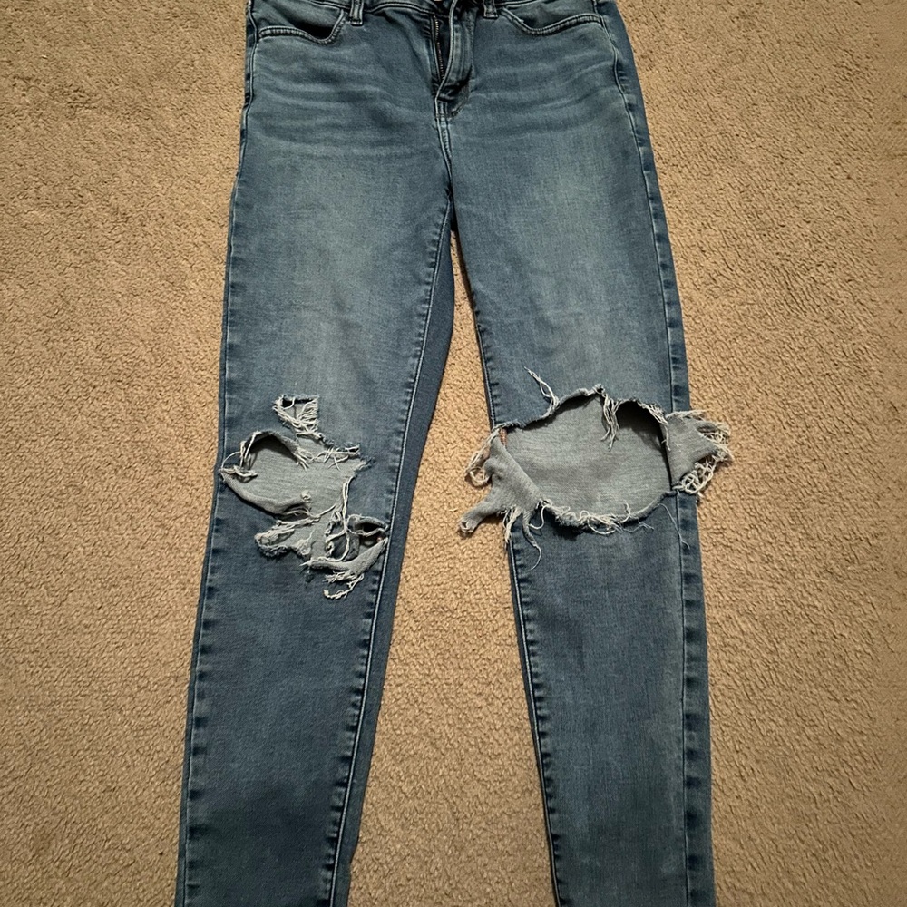 American Eagle Outfitters Ripped Blue Boyfriend Jeans